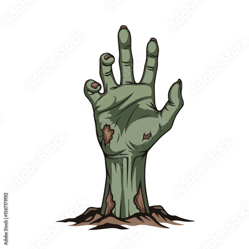 Zombie hand emerging from the ground for Halloween concept  