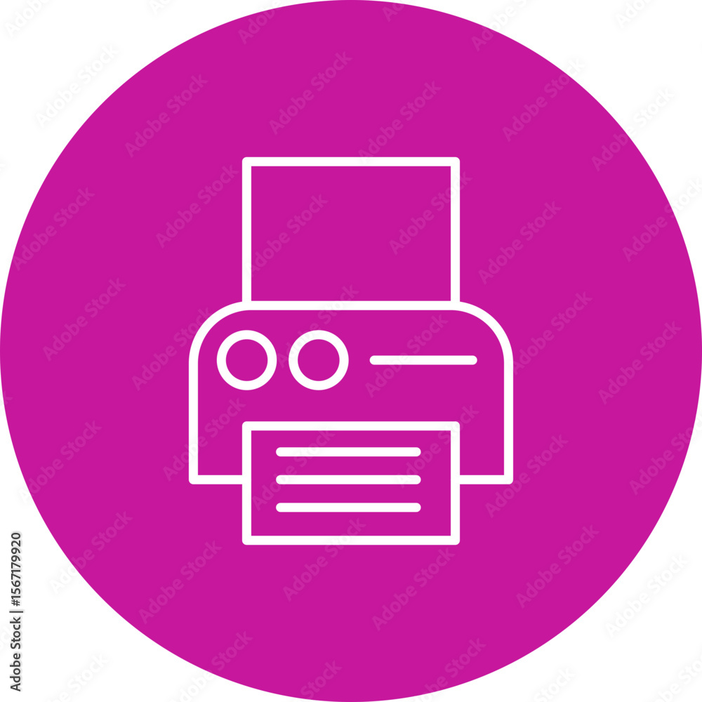 Printer Vector Line Pink Circle Icon Design Printer Vector Line Pink Circle Icon Design