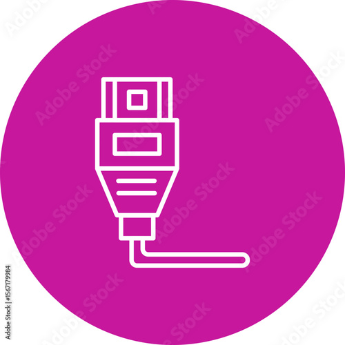 Hdmi Vector Line Pink Circle Icon Design