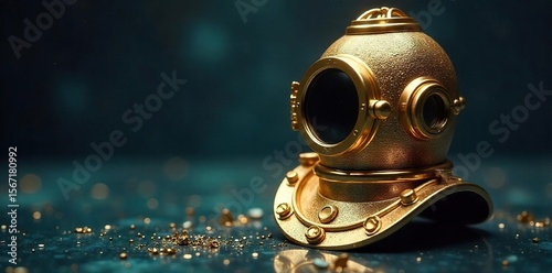 Glittering Gold Diving Helmet Underwater Treasure Adventure Luxury Detail