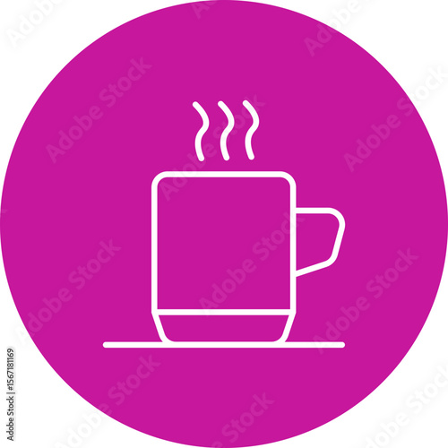 Coffee Vector Line Pink Circle Icon Design