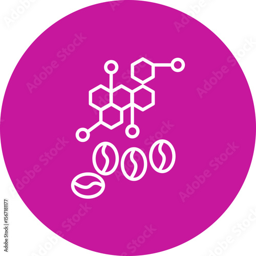 Caffeine Vector Line Pink Circle Icon Design