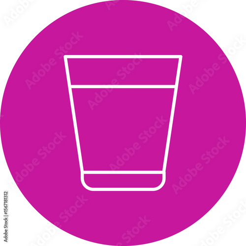Paper Cup Vector Line Pink Circle Icon Design