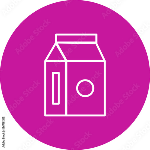 Milk Vector Line Pink Circle Icon Design