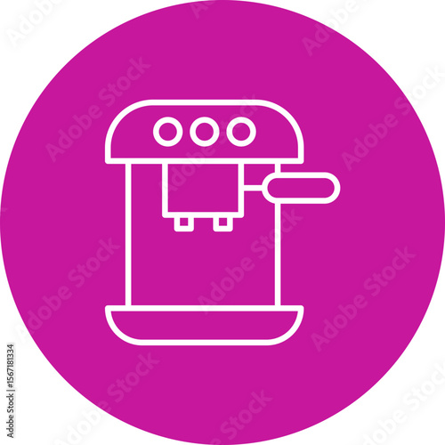 Coffee Maker Machine Vector Line Pink Circle Icon Design