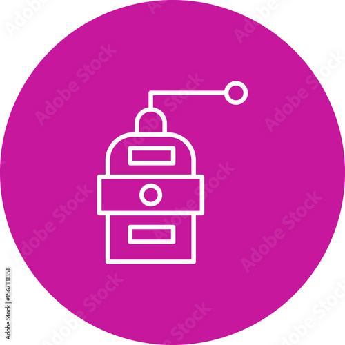 Coffee Grinder Vector Line Pink Circle Icon Design