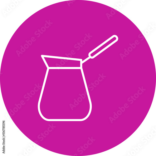 Cezve Vector Line Pink Circle Icon Design