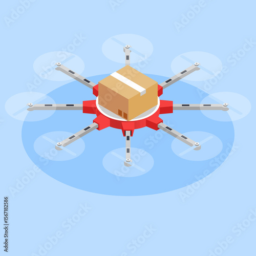Drone Delivery Vector Illustration Set Innovative Package Aerial Transport Design