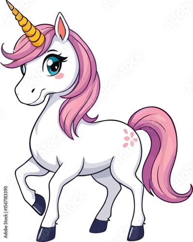 Cute cartoon a illustrator vector unicorn
