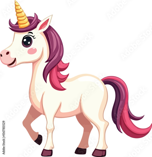 Cute cartoon a illustrator vector unicorn