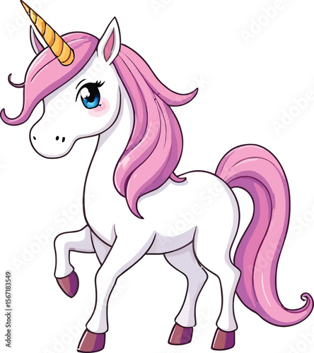 Cute cartoon a illustrator vector unicorn