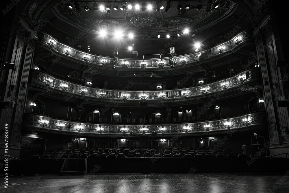 High Quality Visual of Black and White View of Theatre High Quality Visual of Black and White View of Theatre