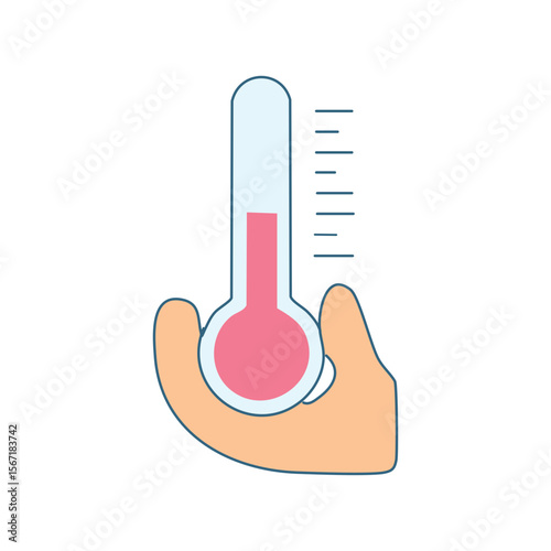 Illustration of a Hand Holding a Thermometer to Check Temperature