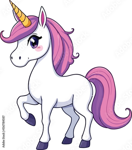 Cute cartoon a illustrator vector unicorn