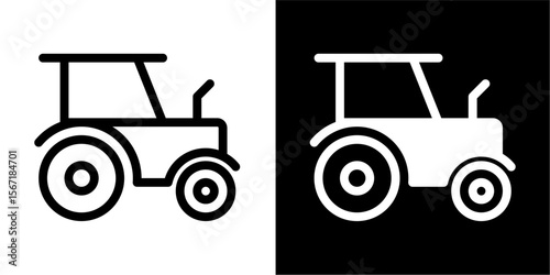 Farm Tractor Icon: Agricultural Vehicle for Farming, Rural Life & Industry