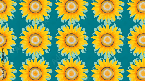 seamless pattern with sunflowers
