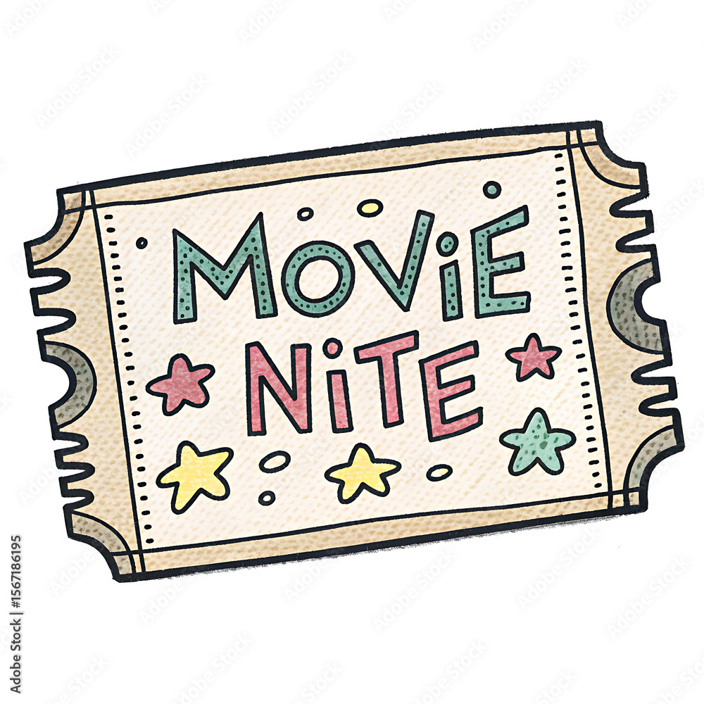 Fototapeta premium Clip Art of Movie Ticket Celebrating Cinema Culture in a Whimsical Style