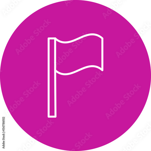 Flagged Vector Line Pink Circle Icon Design