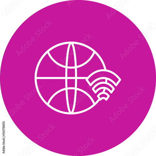 Internet Connection Vector Line Pink Circle Icon Design