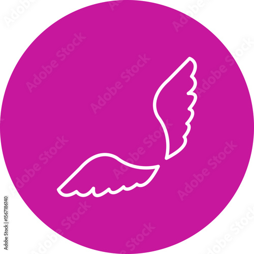Wings Vector Line Pink Circle Icon Design