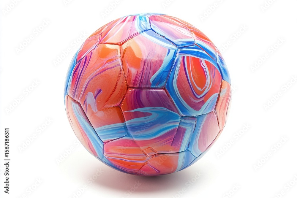 Fototapeta premium Colorful soccer ball with swirl design isolated on white background