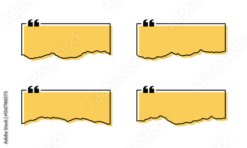 Vector Set of Quotation Empty Frame With Torn Paper Style Template Design