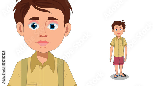 Cartoon Boy in Summer Outfit