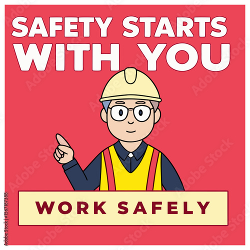 Editable Safety Poster Work Smart Work Safe Vector Illustration
