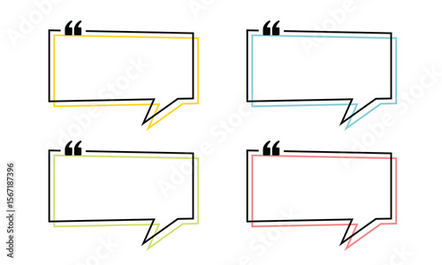 Vector Set of Empty Speech Frame Outline For Quotes And Conversation Template Design