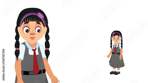 Animated Schoolgirl in Uniform for Educational Presentation