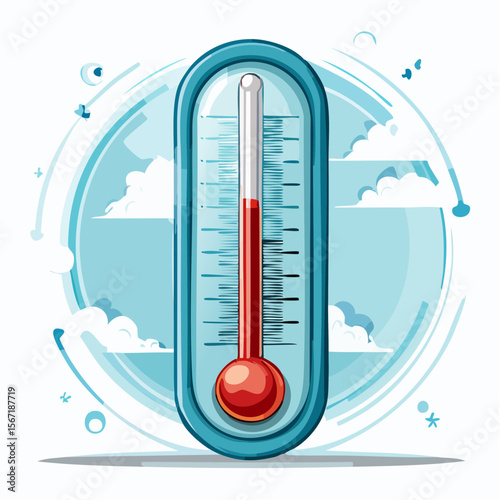 Thermomètre bleu, jauge rouge, illustration