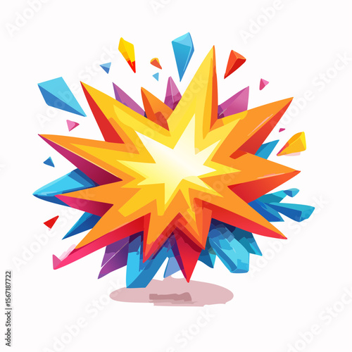 Jolie explosion de couleurs sur fond blanc, D