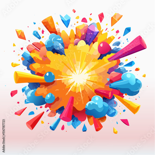 Explosion de couleurs sur fond blanc, D