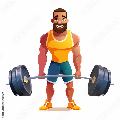 Haltérophilie, culturisme, homme noir barbu souriant