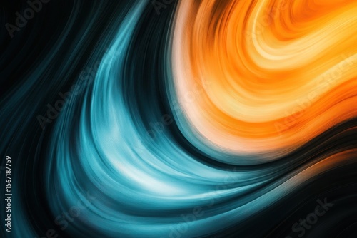 Abstract swirling orange and teal design