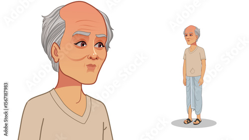 Cartoon Vector Illustration of Indian Village Man in Traditional Attire – Rural Character Standing Pose