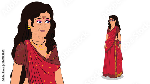 Elderly Indian Woman in Traditional Attire