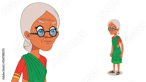 Elderly Indian Woman in Traditional Attire