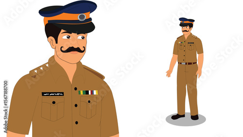 Cartoon Police Officer in Uniform