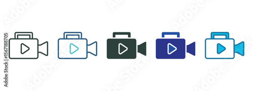Video Icon Set Multiple Style Of