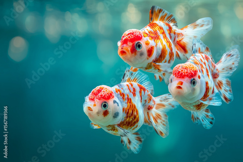 Colorful Goldfish Swimming Gracefully in a Clear Aquarium Tank Underwater Scene