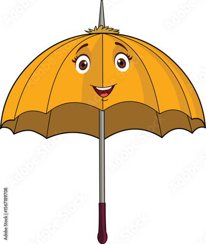 vector umbrella face, umbrella, cute umbrella, yellow umbrella, cartoon 