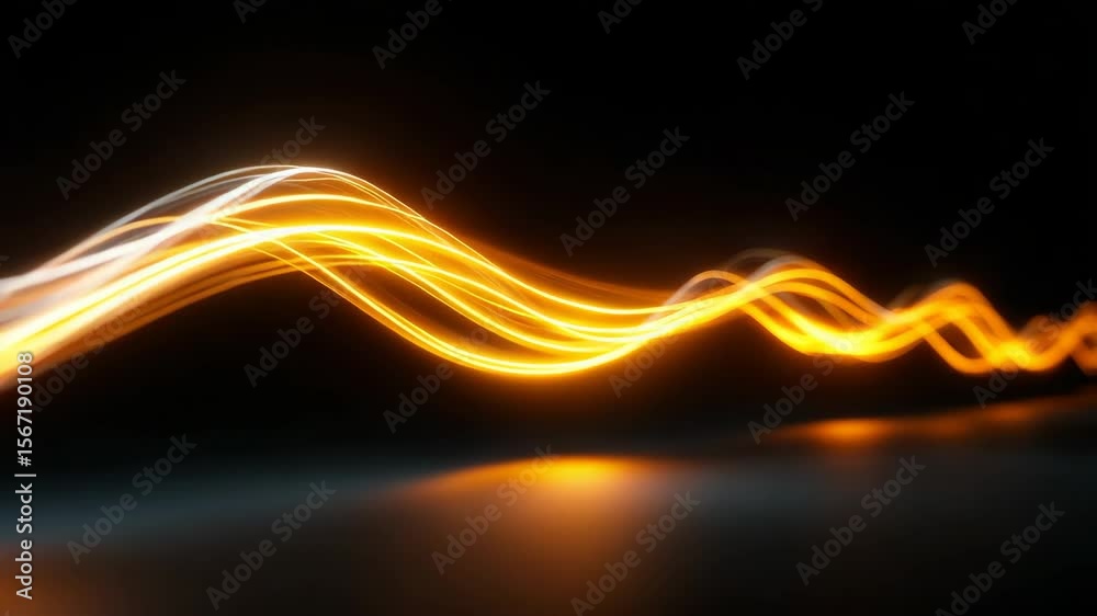 Dynamic abstract light trails with glowing orange streaks and reflections