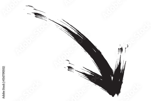 下がるイメージの筆で描いた矢印のイラスト
