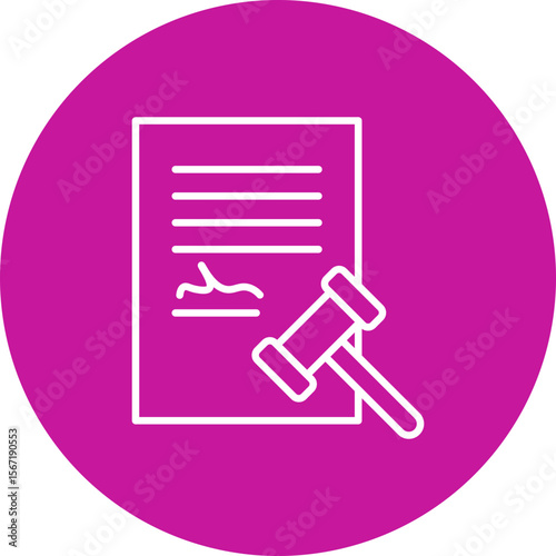 Law Vector Line Pink Circle Icon Design