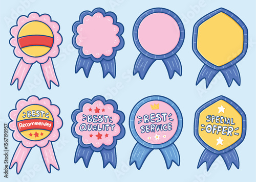 Cute Badge with Ribbon Illustration