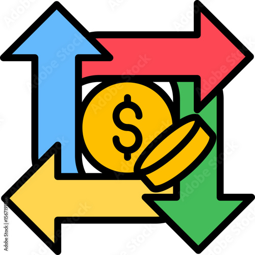 Market Share lineal color icon