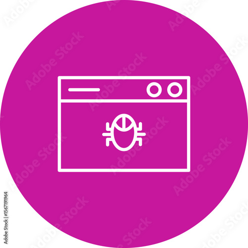 Bug Vector Line Pink Circle Icon Design