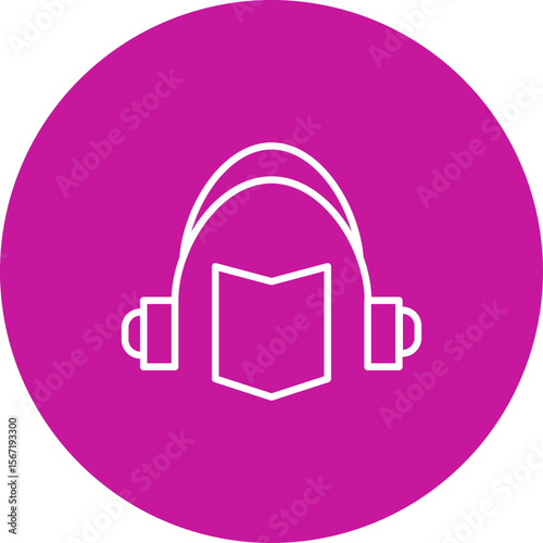 Audio Book Vector Line Pink Circle Icon Design