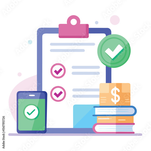 Successful financial planning and budgeting with checklist and mobile application